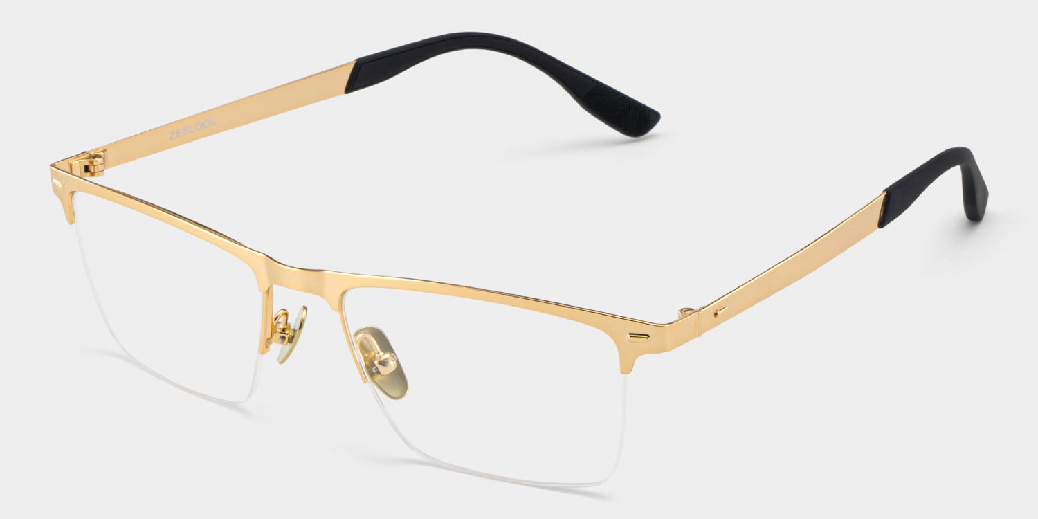 Browline Gold Eyeglasses- Brock Titanium Frame Glasses