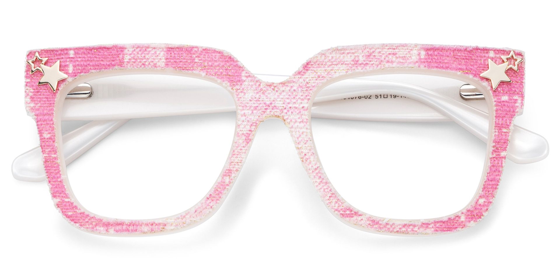 Teresita Thick Pink Denim Glasses in Square Design | Zeelool2