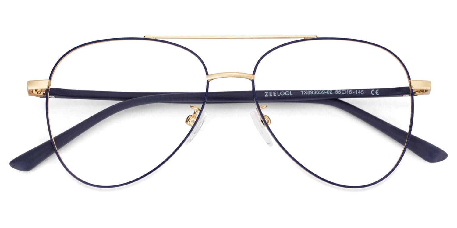 Paige Aviator Blue-Gold Glasses3