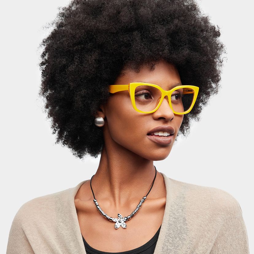 Julius Yellow Frame Glasses with Butterfly Frame Online | ZEELOOL