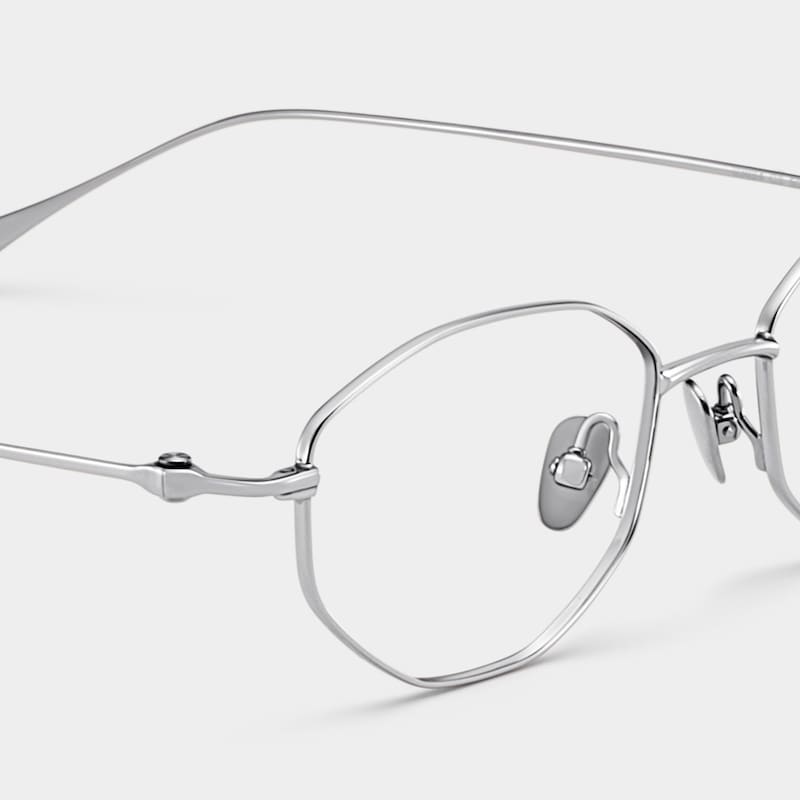 Everett Silver Frame Glasses with Geometric Frame Online |  ZEELOOL5
