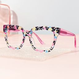 Yaniska Pink Leopard Square Glasses0
