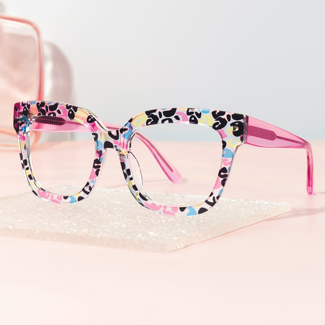 Yaniska Square Pink Leopard Glasses0