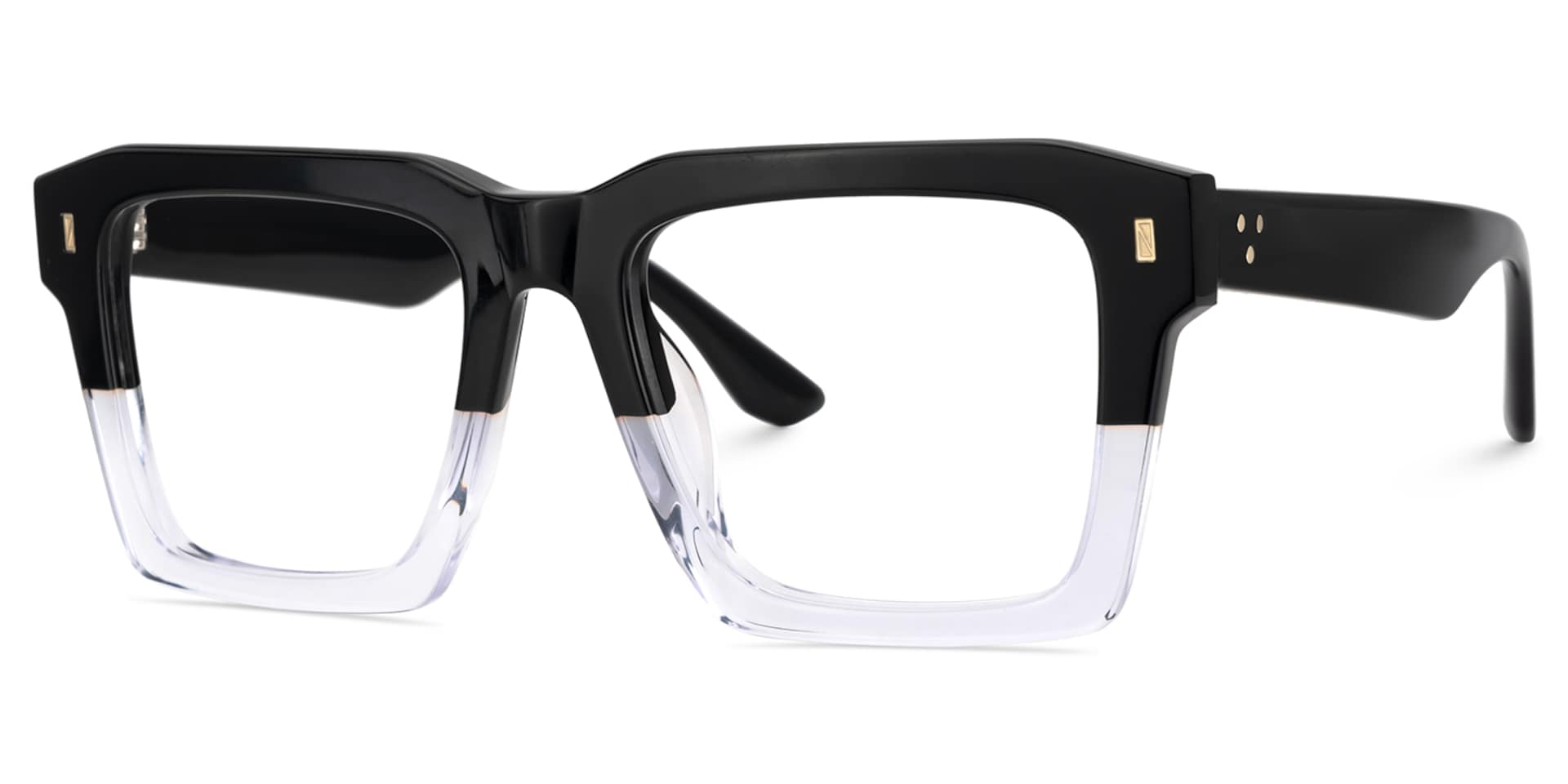 Large Square Prescription Glasses With Black And Crystal Color4