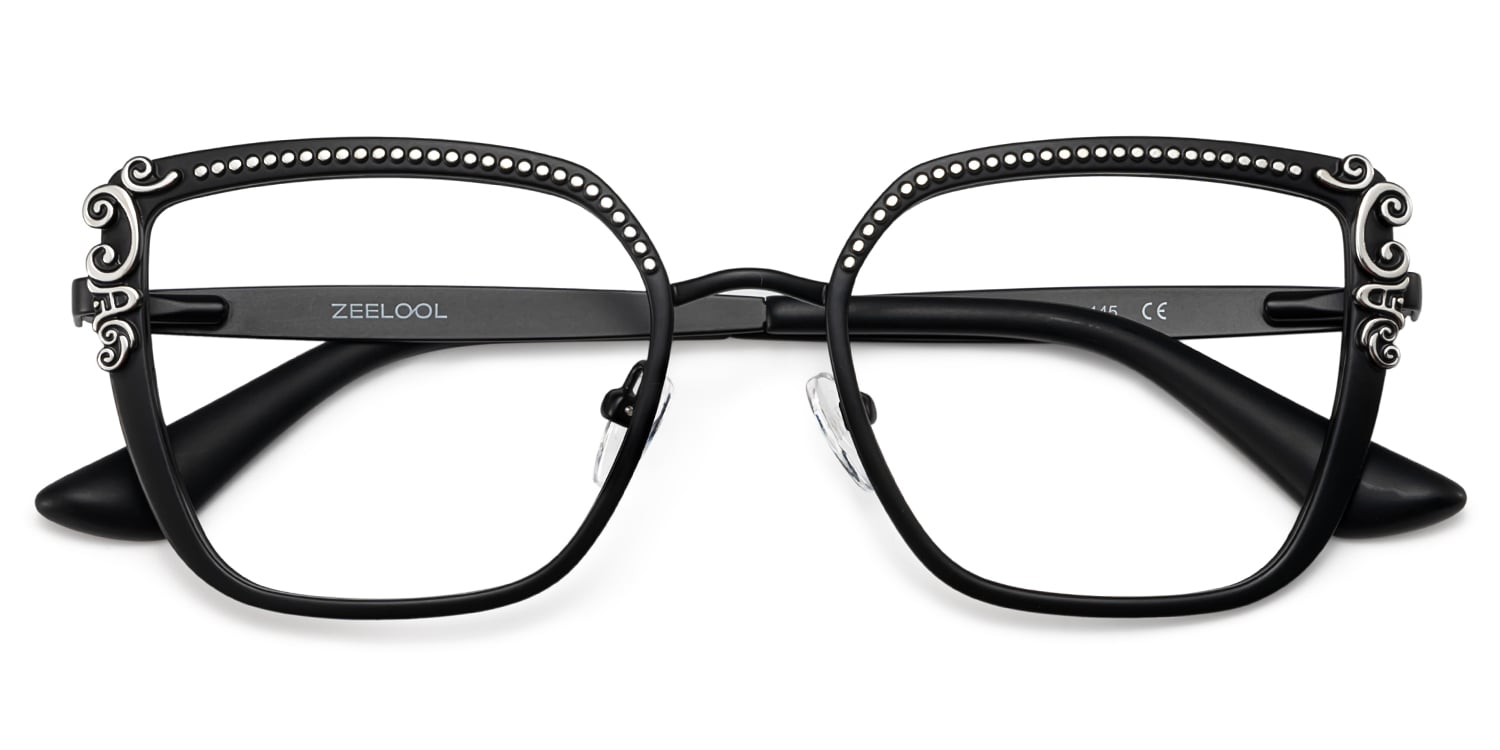 Frieze Rectangle Black Glasses2