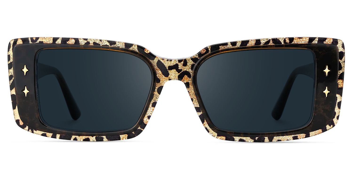 Women's Rectangle Eyeglasses Frames With Leopard Color0
