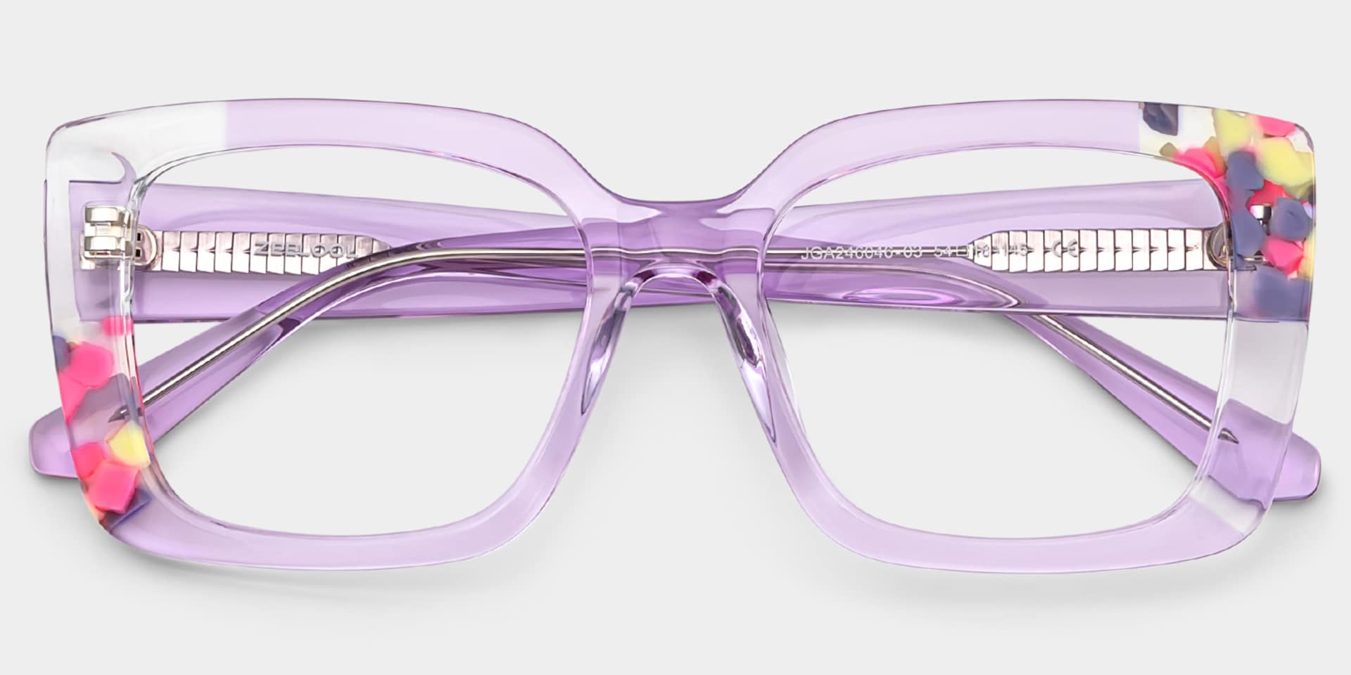 Flair Clear Purple Frame Glasses with Square Frame Online | ZEELOOL2