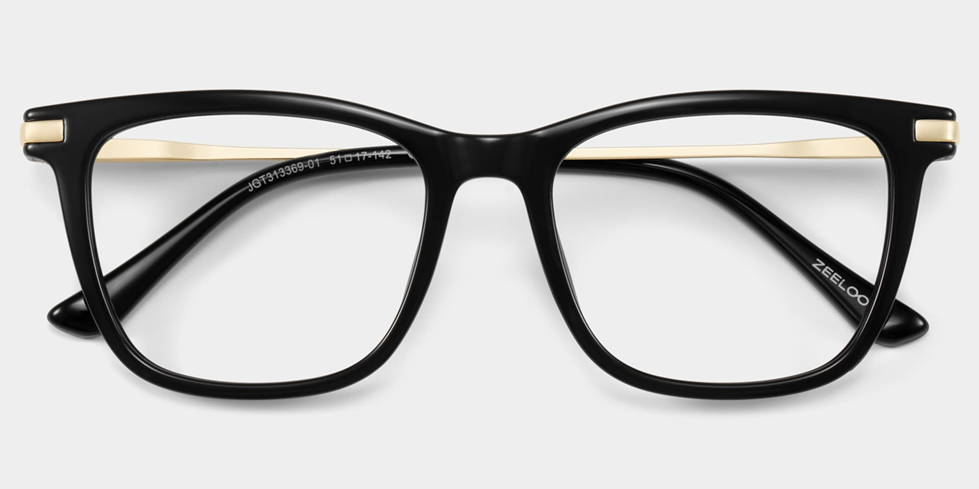 Selena Rectangle Black and Gold Frame Glasses | ZEELOOL2