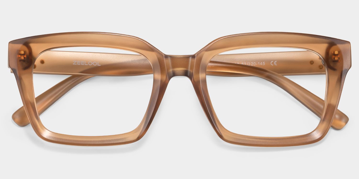 Marley Transparent Beige Rectangle Glasses for Ladies | ZEELOOL1