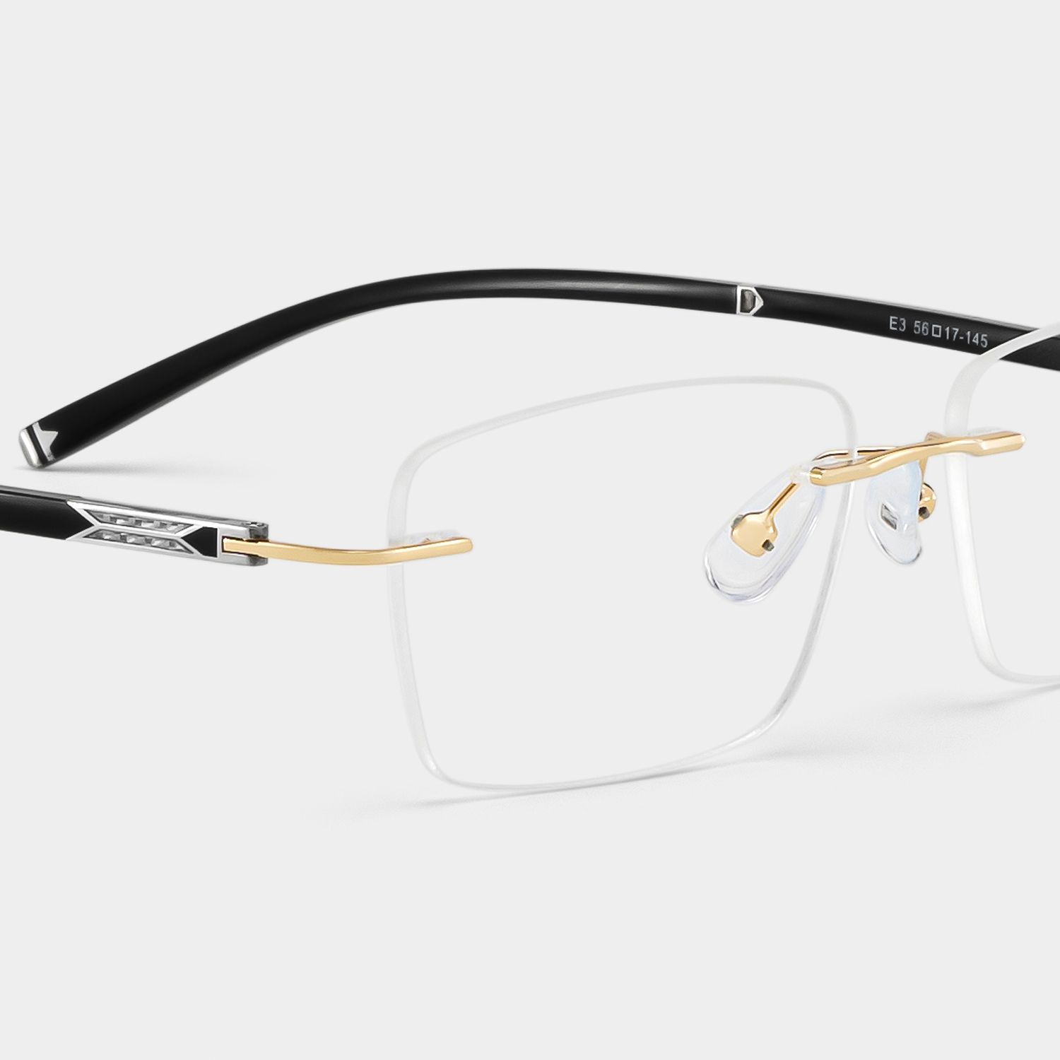 Adeline Gold Rimless Glasses for Men in Rectangle Frame | ZEELOOL5
