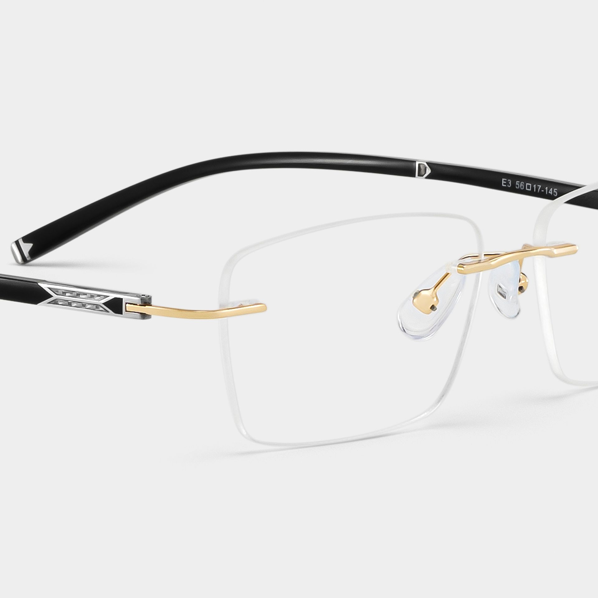 Adeline Gold Rimless Glasses for Men in Rectangle Frame | ZEELOOL5