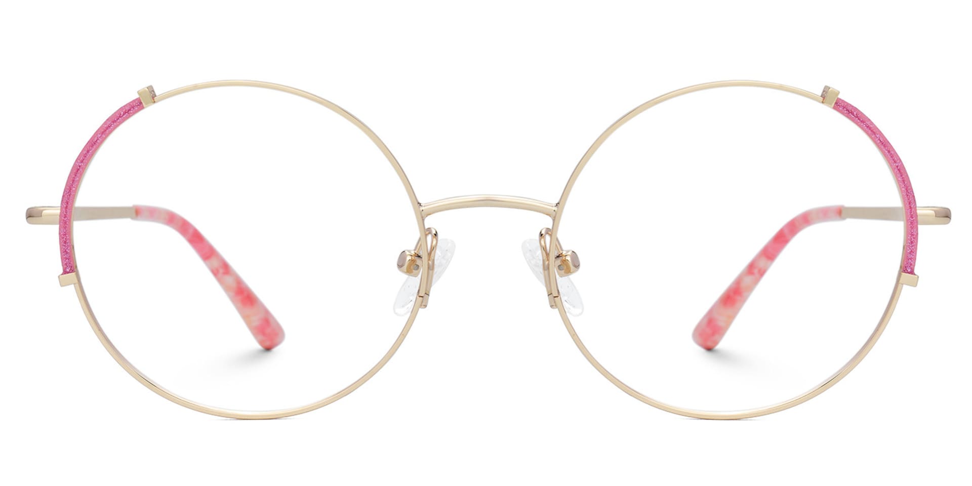 Round Gold Prescription Glasses With Hot Pink Gillter0