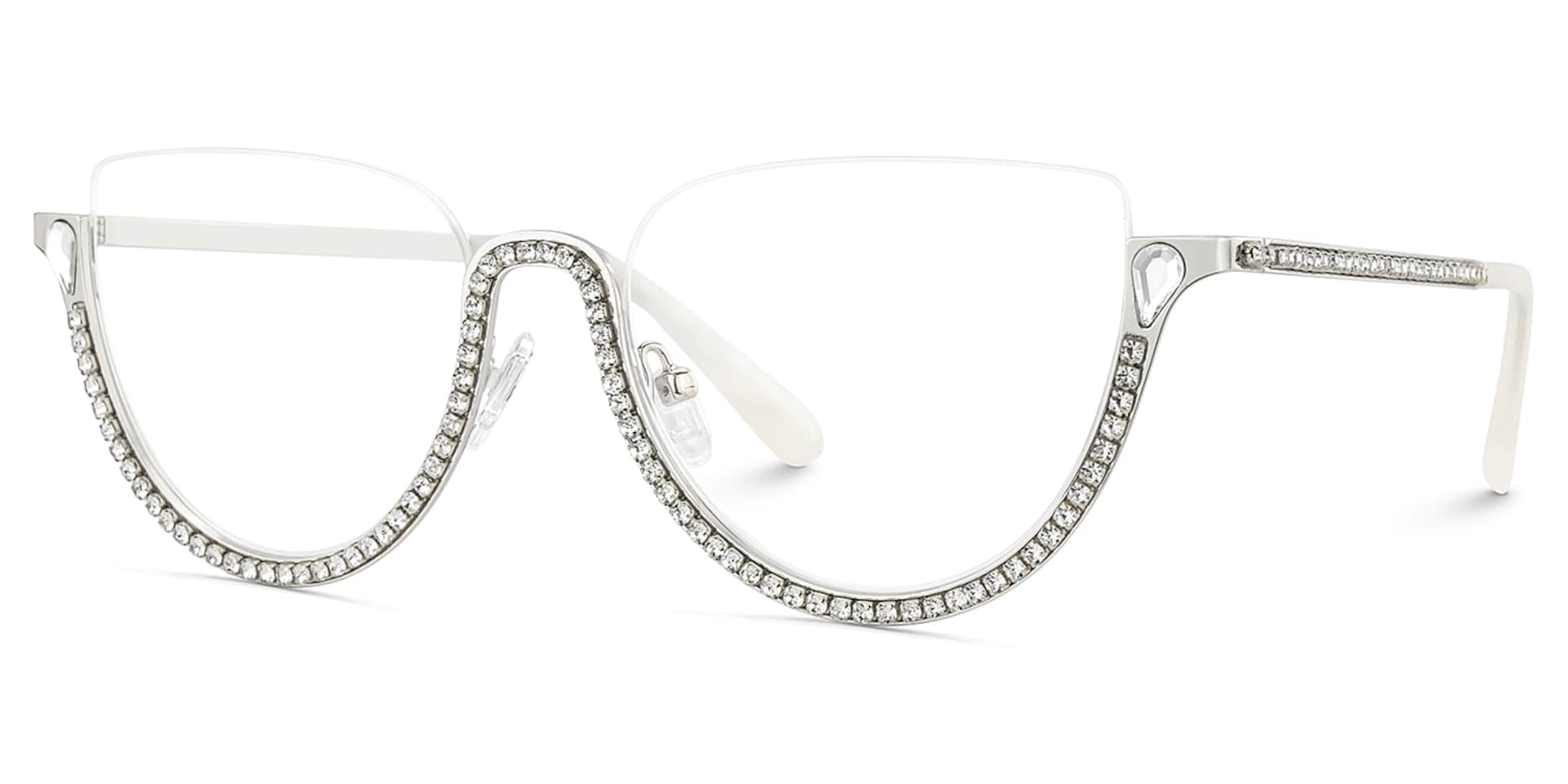 Half Frame Cat Eye Glasses With Shiny Diamonds4