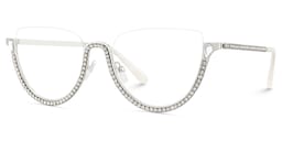 Sparkle Cateye Silver Glasses4