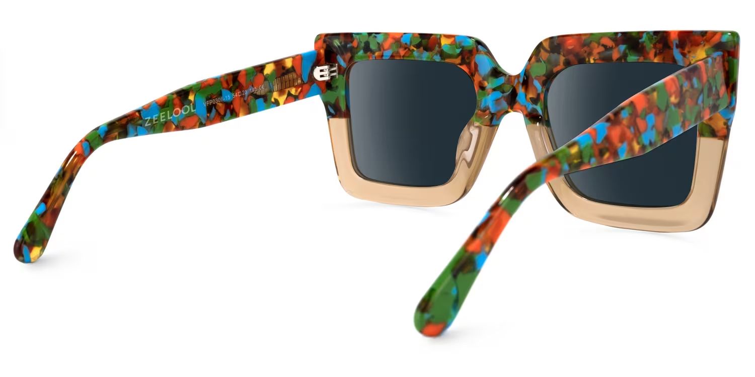 Brandon Square Style Beige Frame Sunglasses | ZEELOOL3