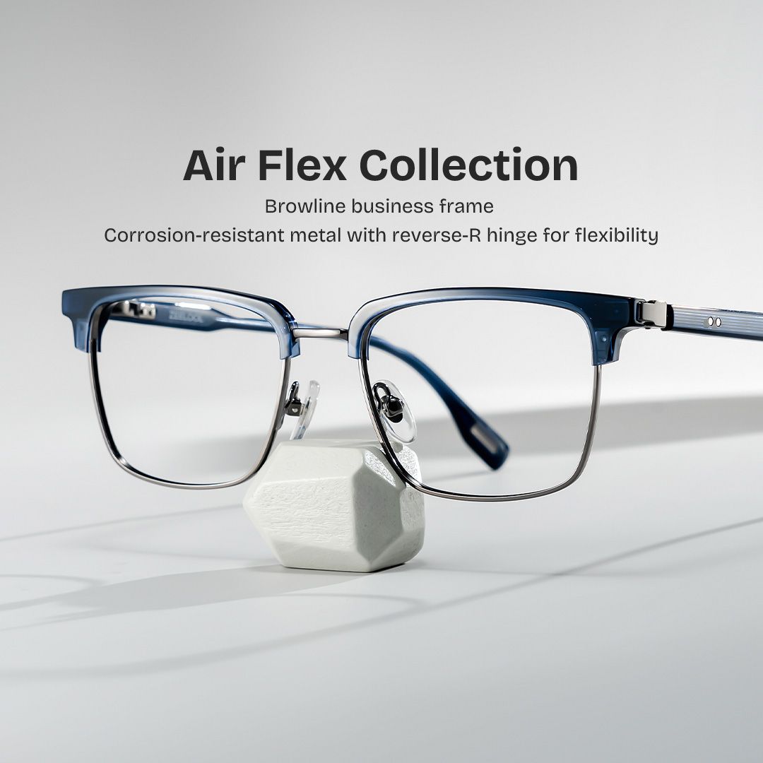 Audrey Blue Browline Glasses Frames for Men | ZEELOOL0