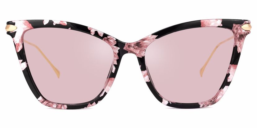 Hilary Butterfly Pink Floral Sunglasses | Zeelool Glasses display picture 2