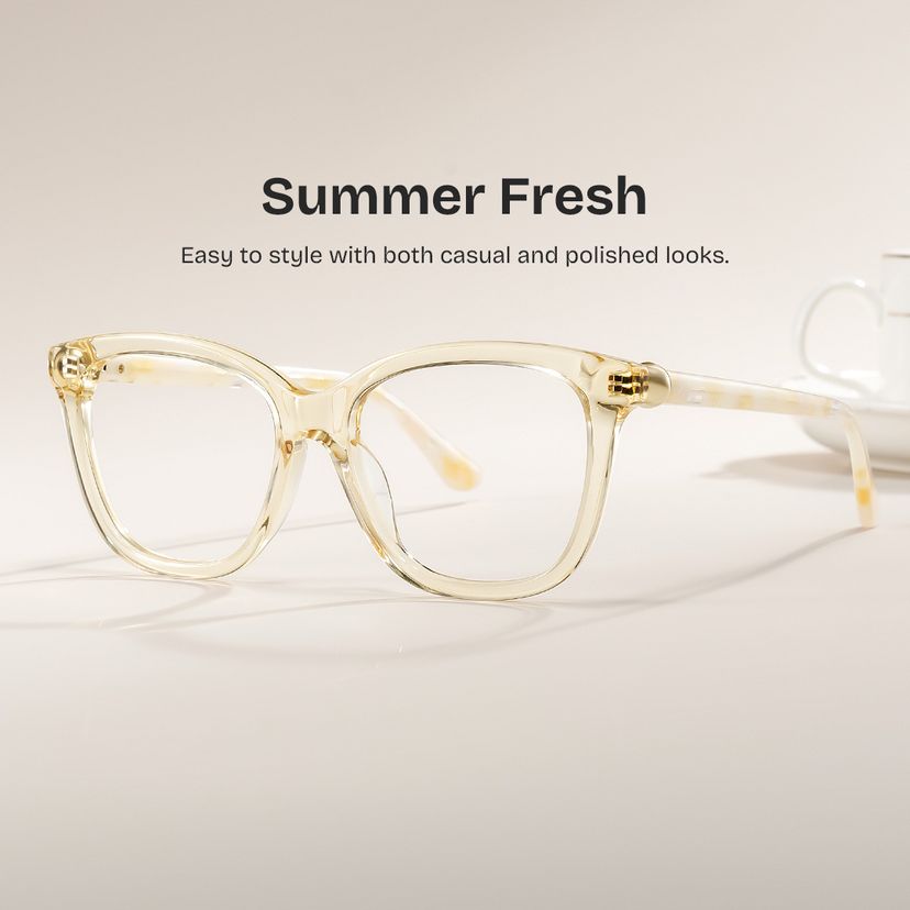 Isabella Clear Yellow Square Glasses