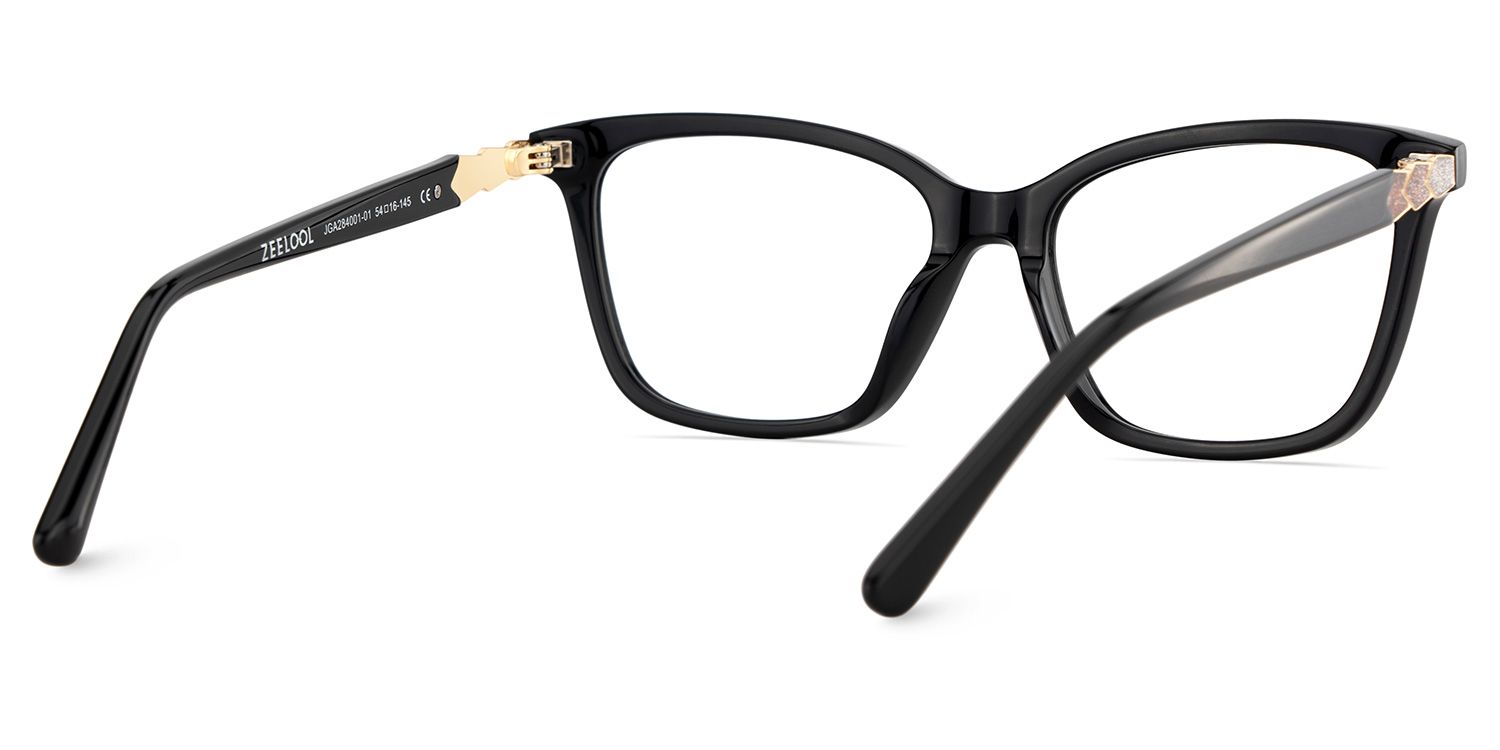 Theo Acetate Black Frame Glasses with Square Shape | Zeelool5