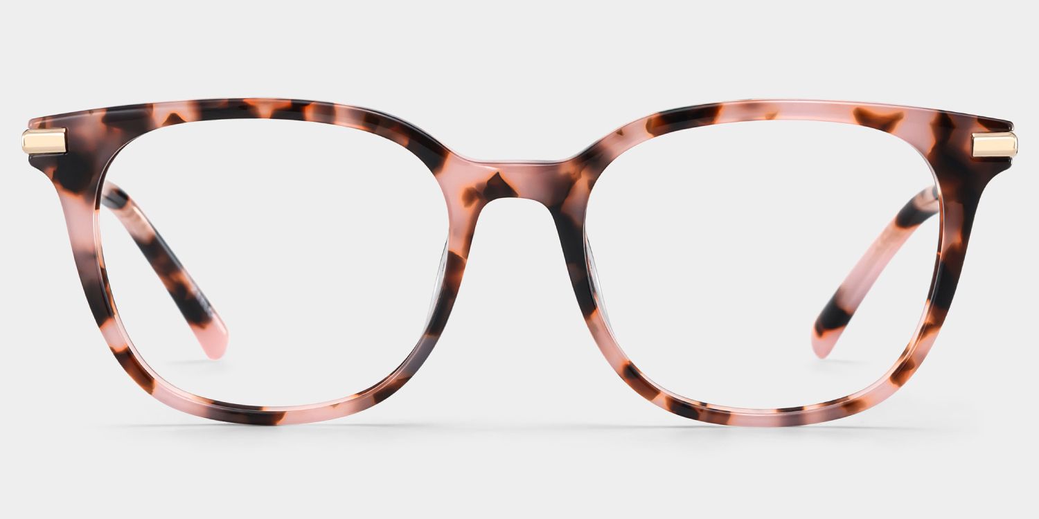 Square Pink Tortoise Eyeglasses- Vilmarie Acetate Frame Glasses1