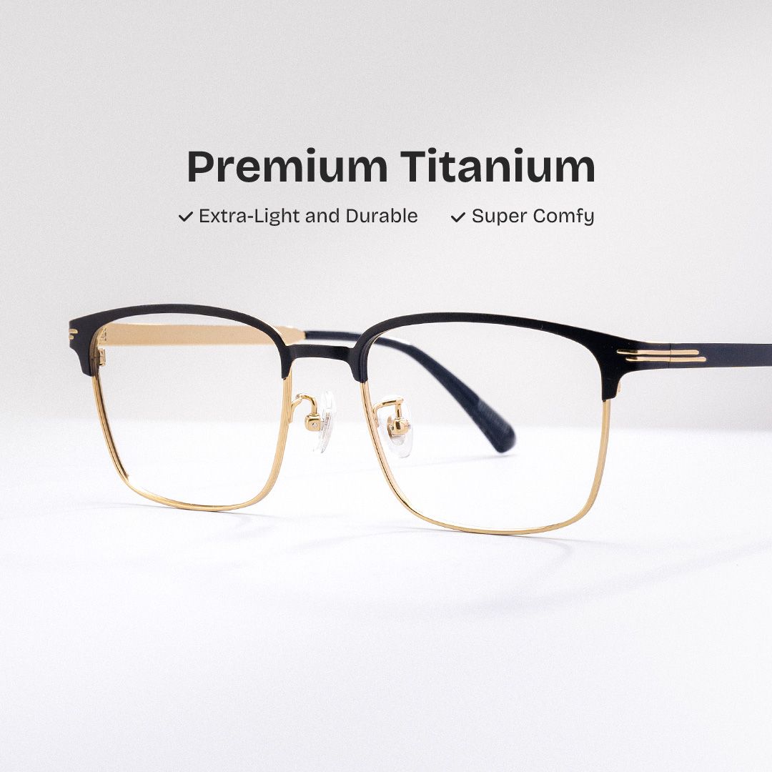 Men's Titanium Glasses Frames with Browline Shape0