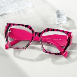 Sileidy Geometric Hot Pink Zebra Glasses1