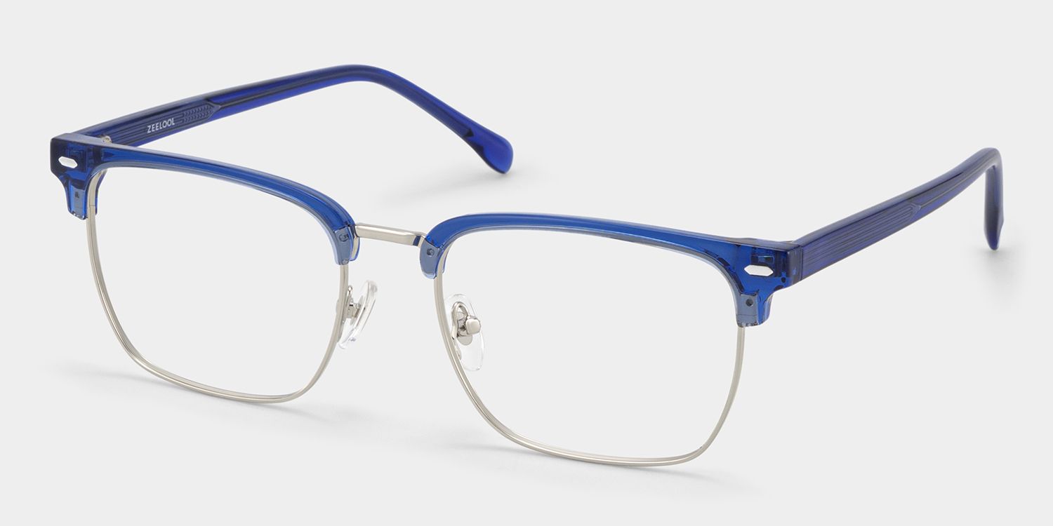Braidsby Blue Browline Mixed Frame Glasses for Men | ZEELOOL3