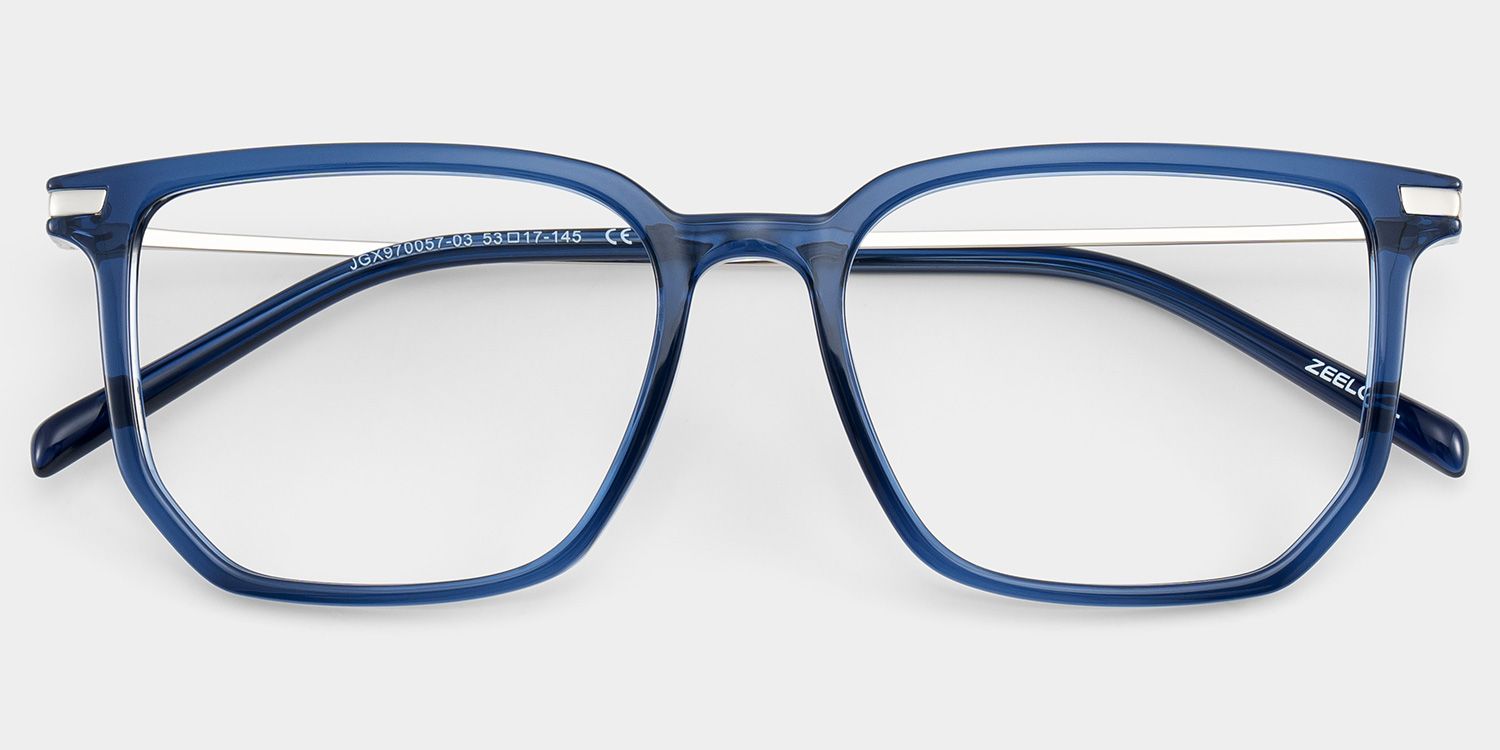 Michelle Blue Full Rim Rectangle Eyeglasses with 尾-Titanium Arms | ZEELOOL1