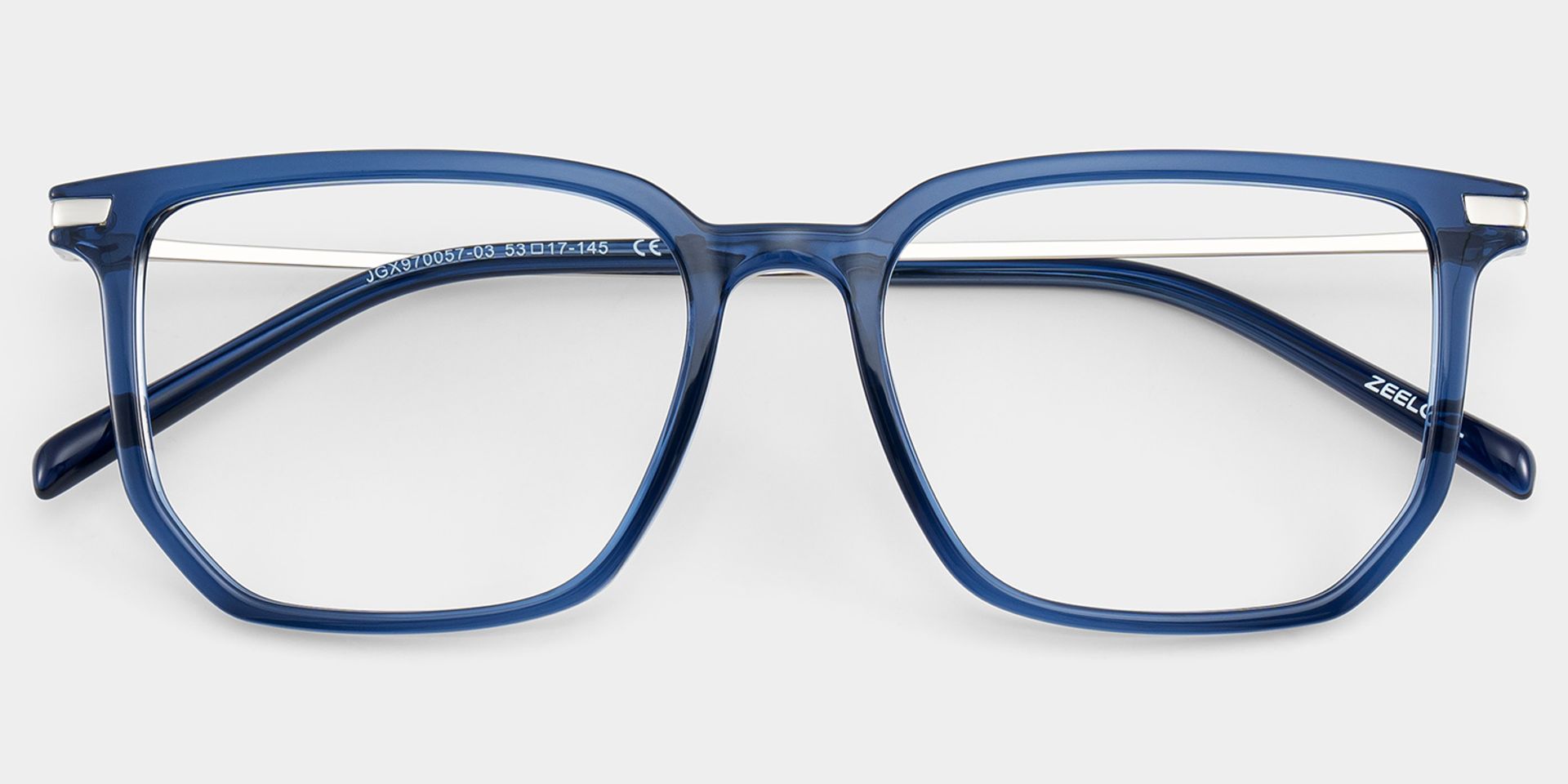 Michelle Blue Full Rim Rectangle Eyeglasses with 尾-Titanium Arms | ZEELOOL1