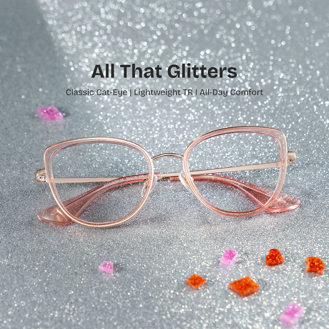 Celine Clear Pink Cat-eye Eyeglass Frames with Bling for Ladies