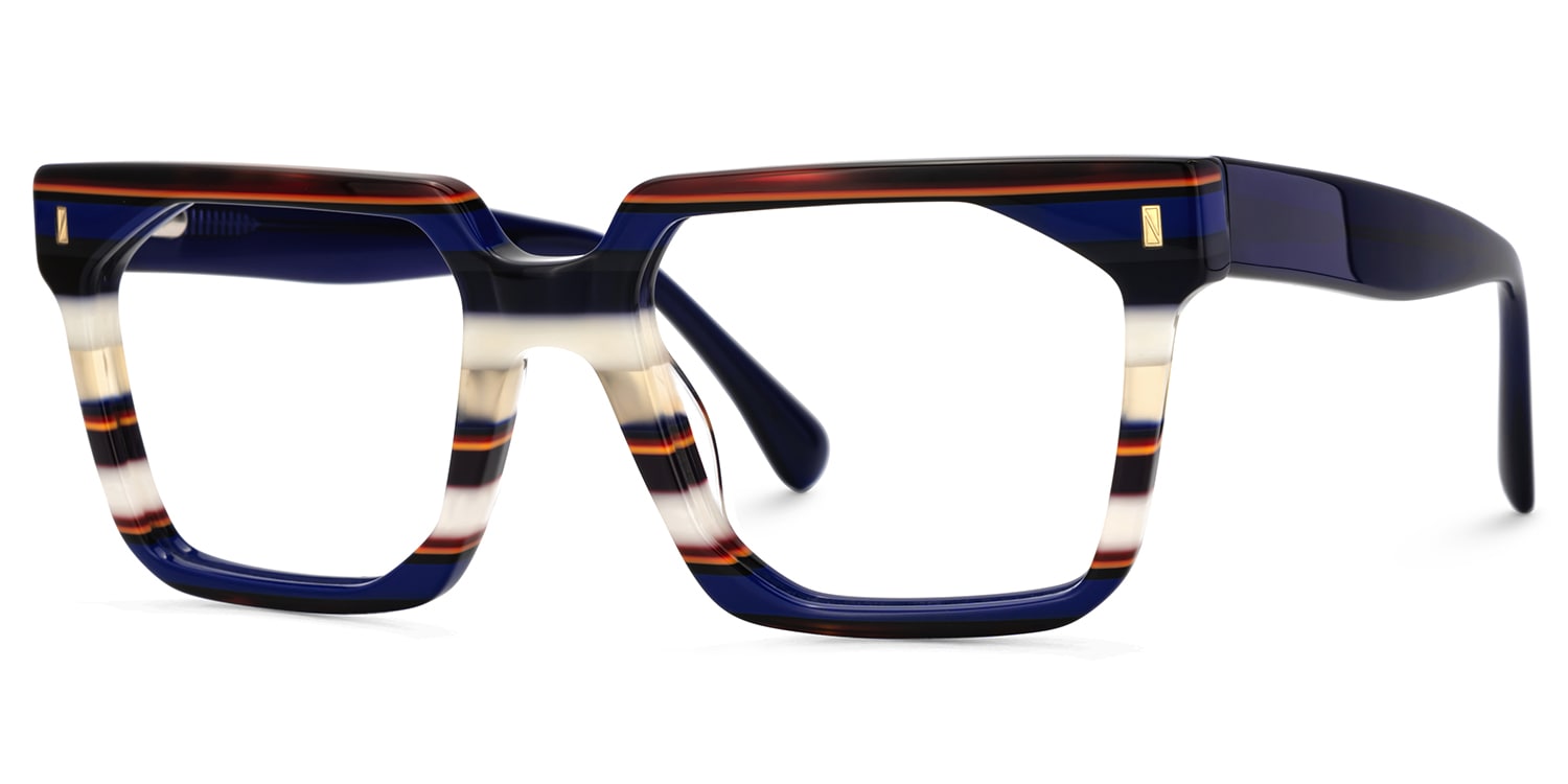 Laguer Rectangle Blue Glasses5