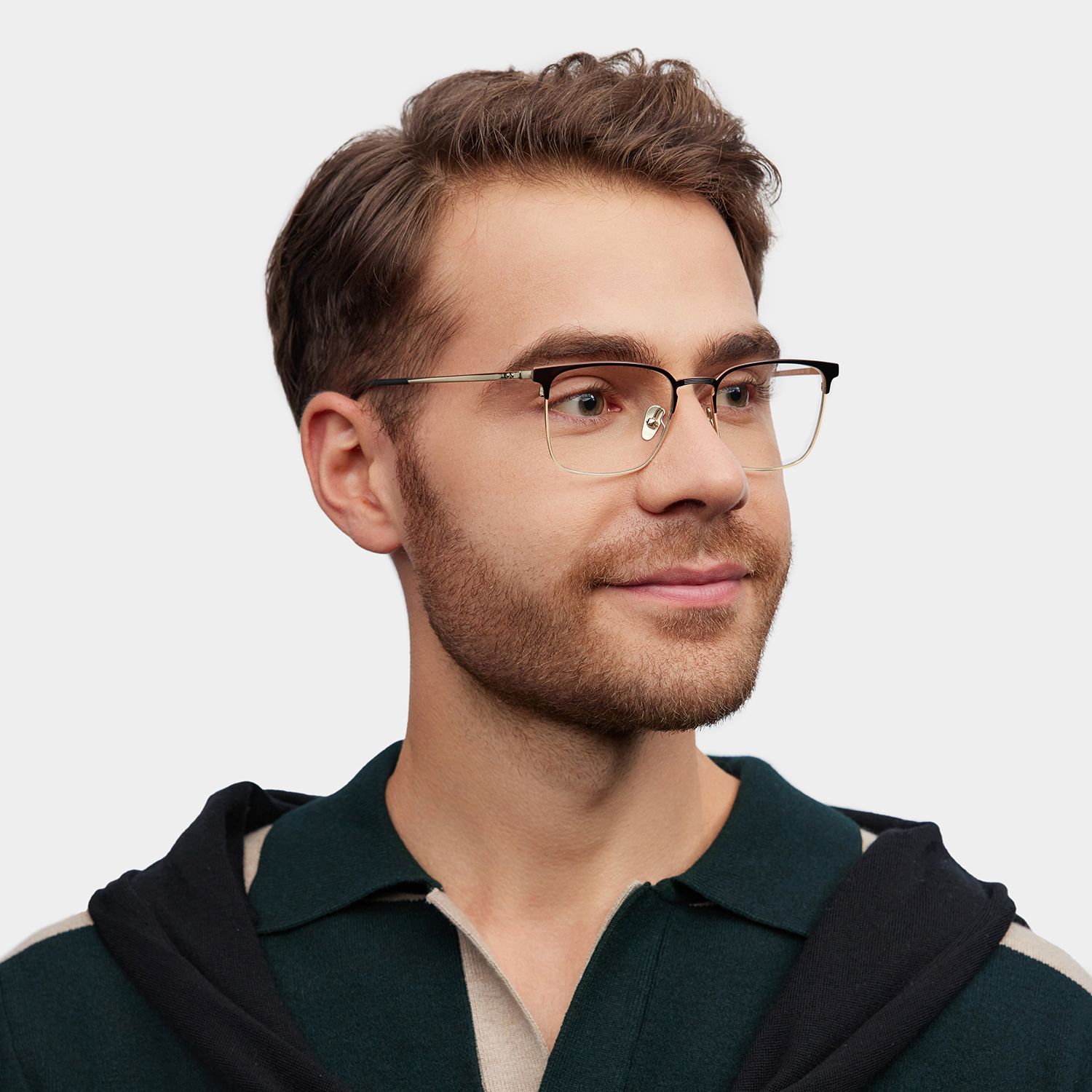 Browline Brown Eyeglasses- Cole Titanium Frame Glasses1