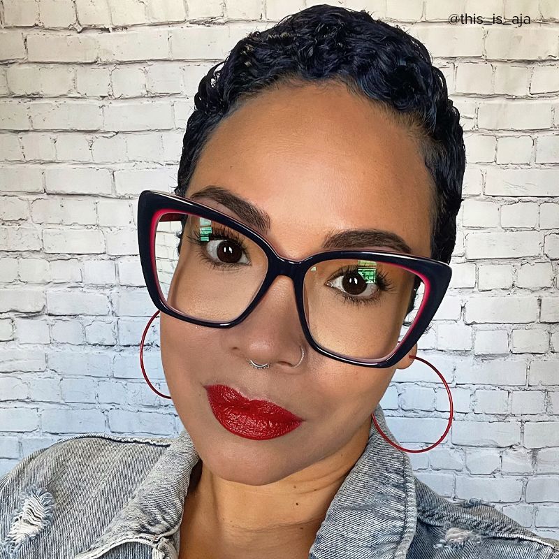 Shanell Butterfly Blue-Red Frame Glasses | Zeelool Optical4