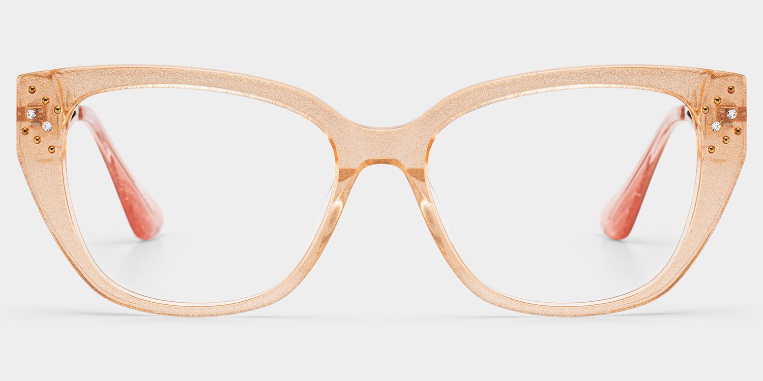 Alma Butterfly Beige Orange Transparent Glasses in Metal Temples1