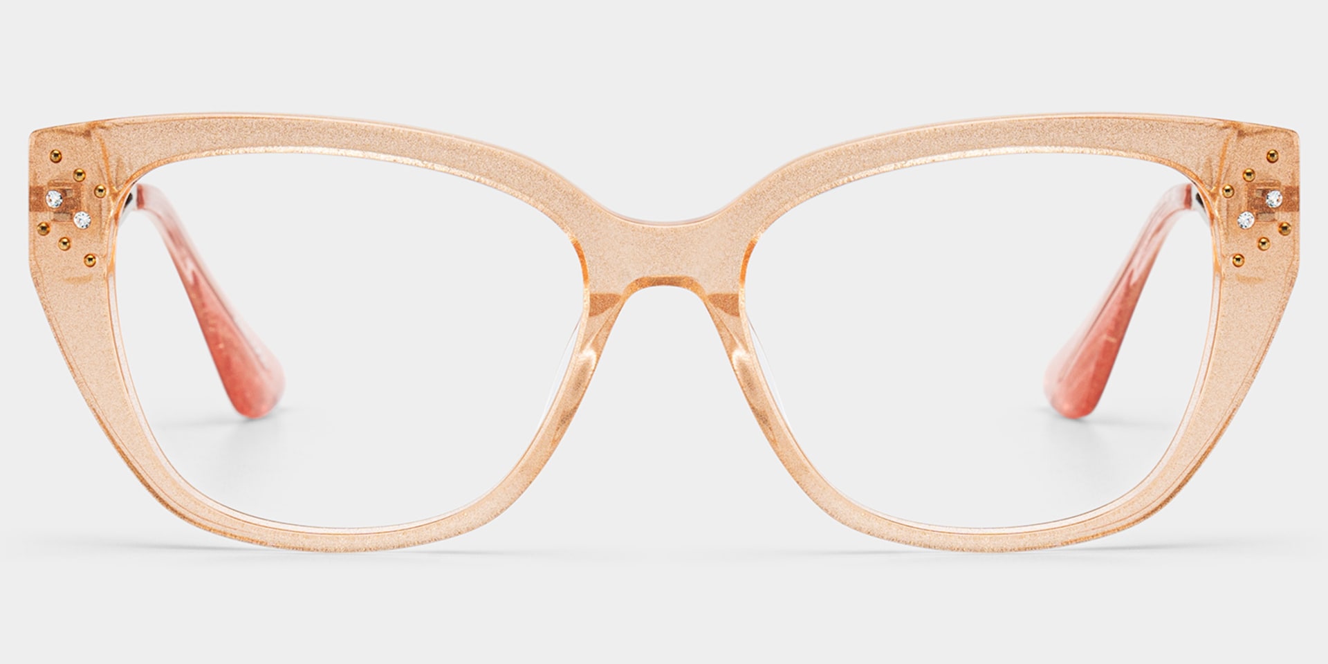 Alma Butterfly Beige Orange Transparent Glasses in Metal Temples1