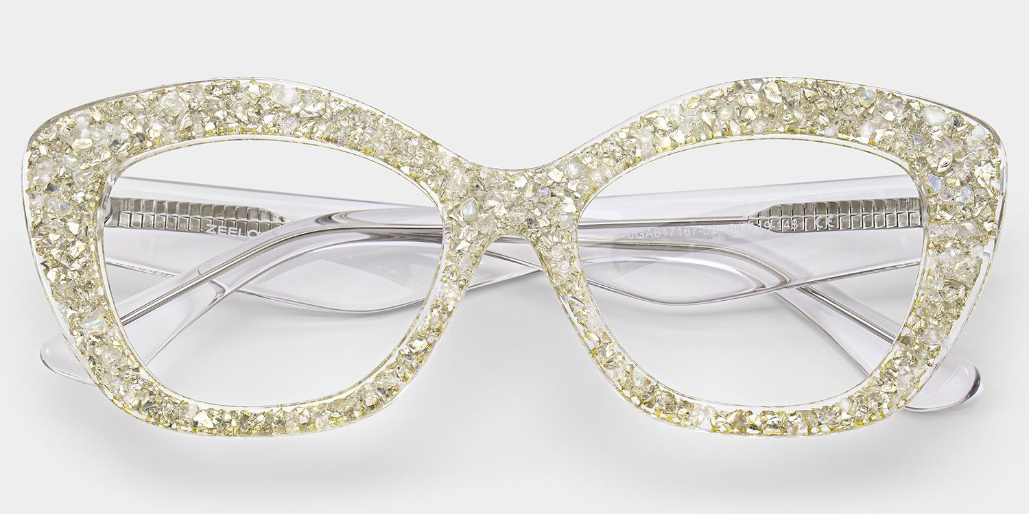 Giselle Cat-eye Clear Rhinestone Glasses Frames | ZEELOOL