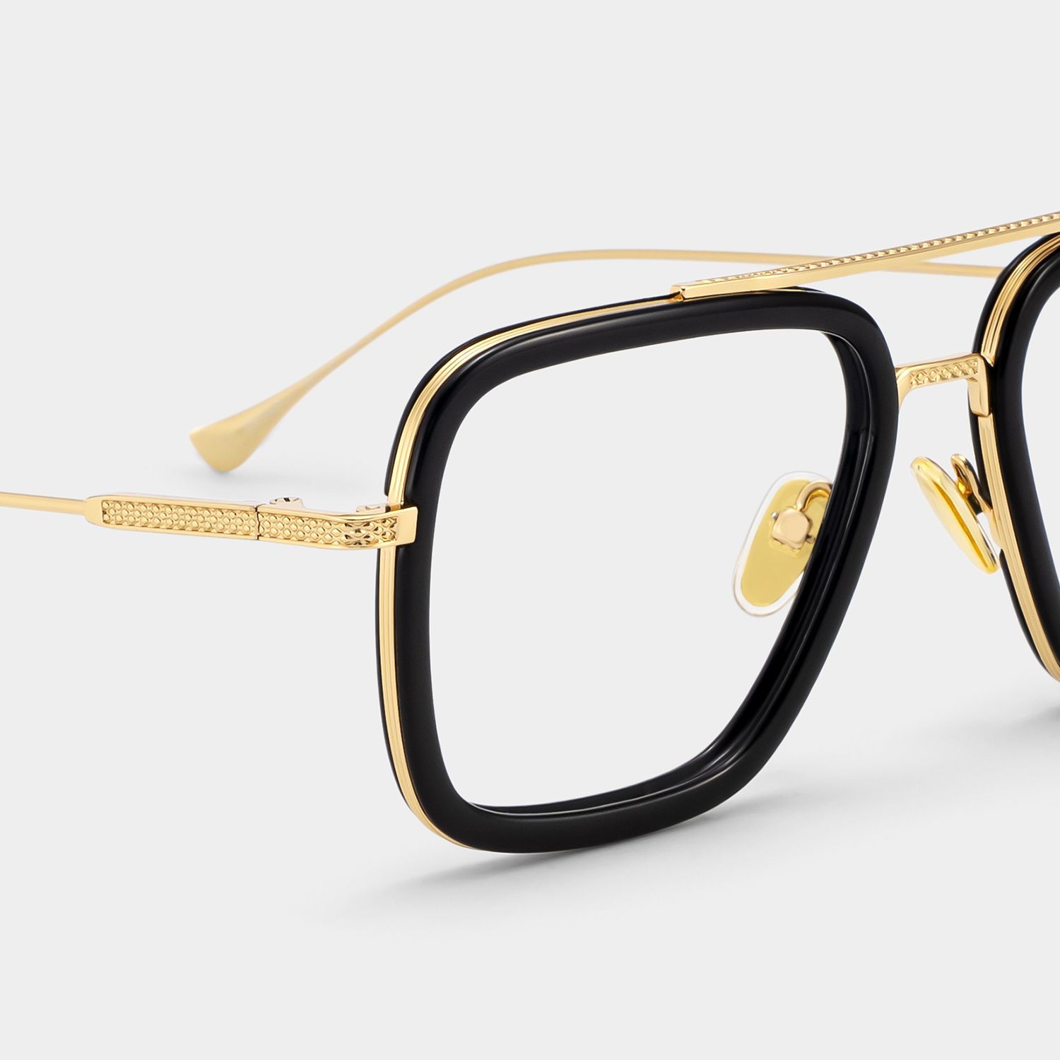 Gifford Aviator Black Frame Glasses with Gold Trim