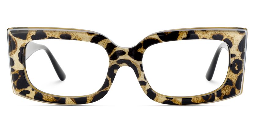 Orduno Rectangle Brown Leopard Glasses
