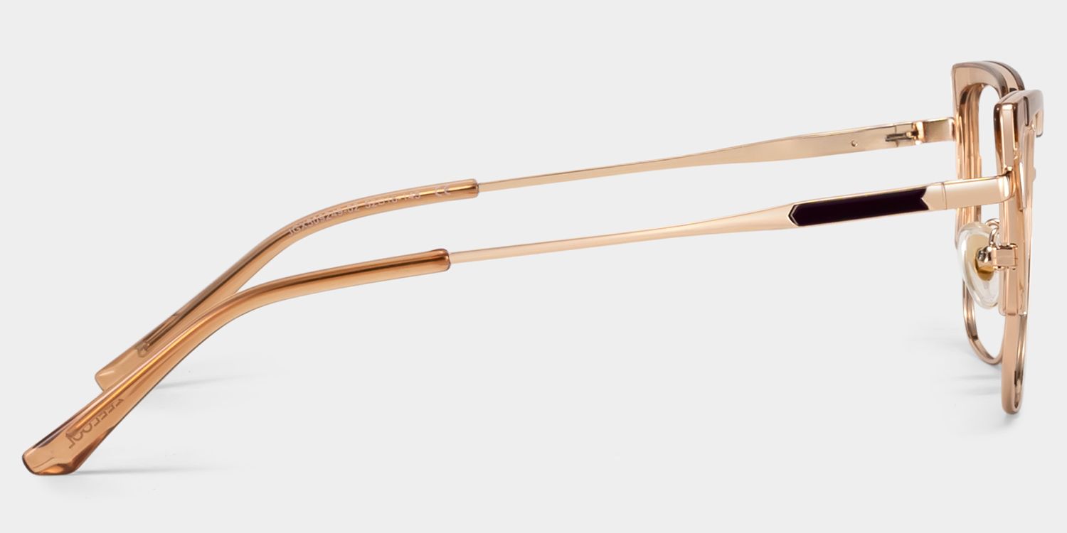 Beige Thin Frame Glasses With Metal Material4