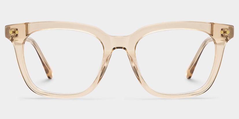 Angela Beige Rectangle Glasses