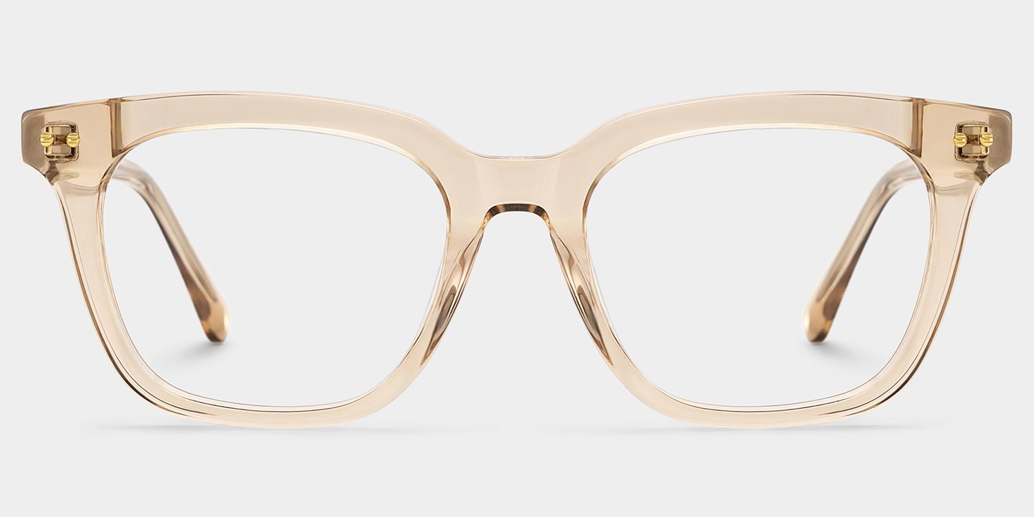 Angela Beige Clear Rectangle Glasses Frames | ZEELOOL1