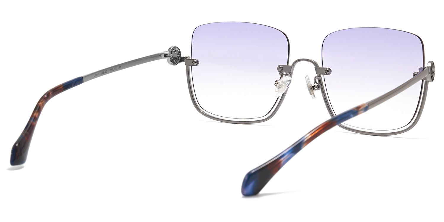 Charie Rectangle Style Light Purple Frame Sunglasses | ZEELOOL3