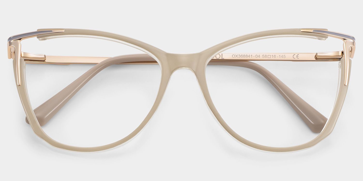 Yomary Cat-Eye Khaki Frame Glasses | ZEELOOL