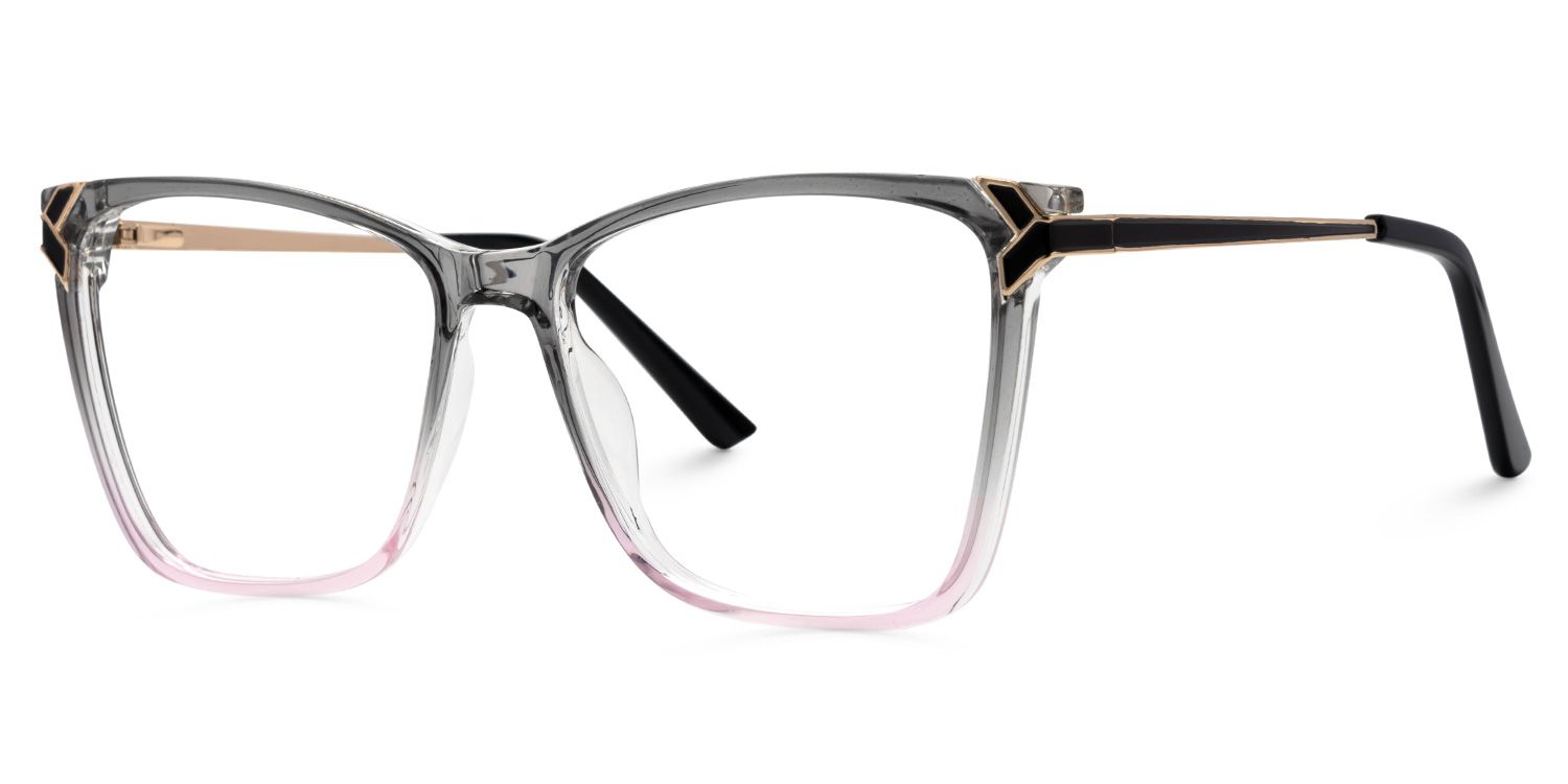 Tricee square grey glasses with gold arms for females | Zeelool1