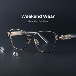 Ellie Light Gold Rectangle Glasses0