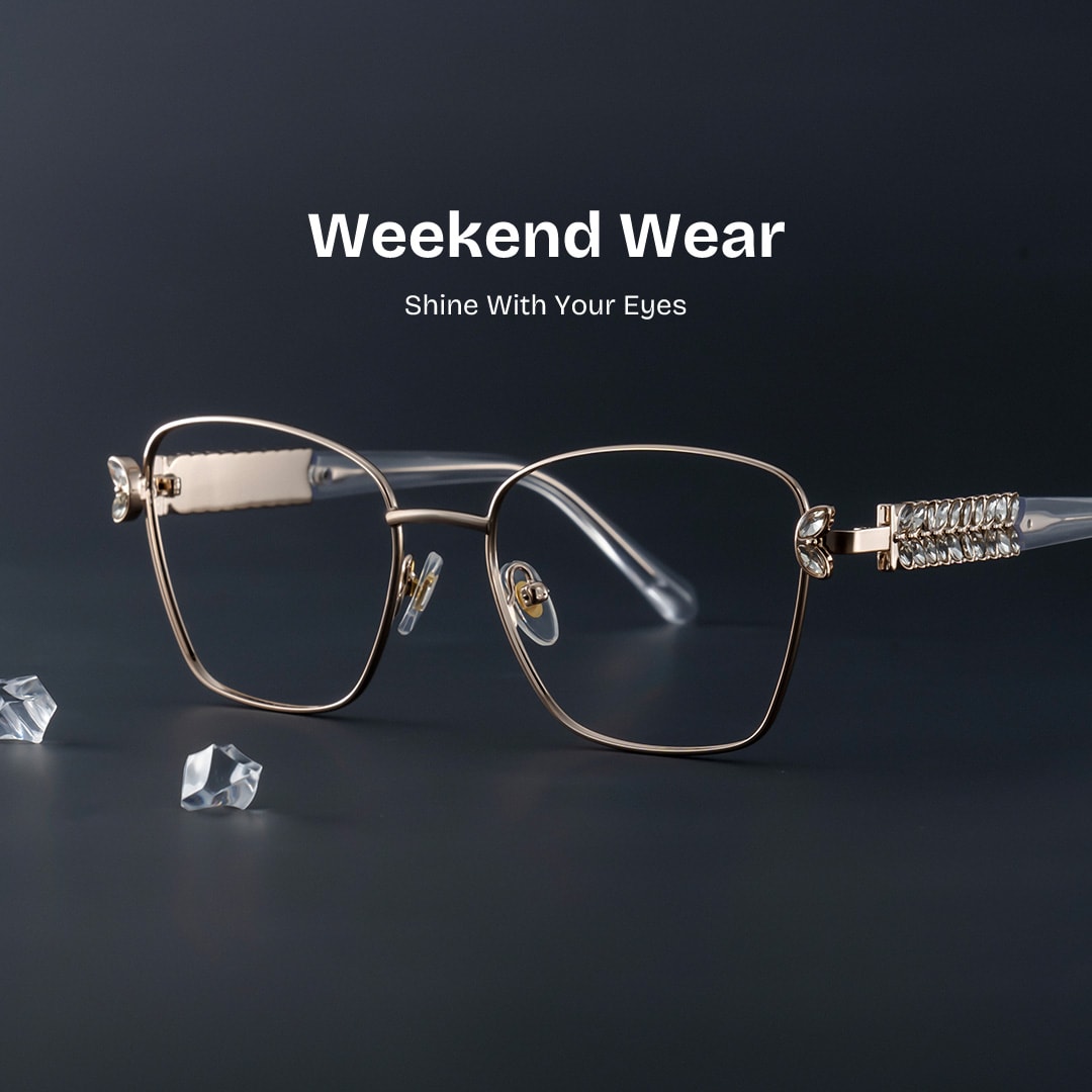 Ellie Rectangle Light Gold Glasses