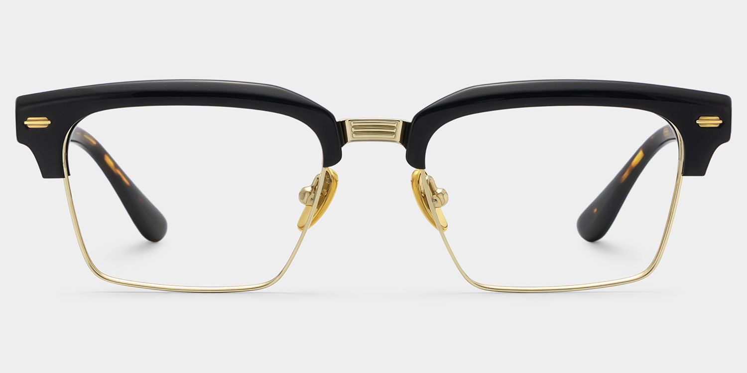 Landon Black and Silver Browline Glasses for Men | ZEELOOL