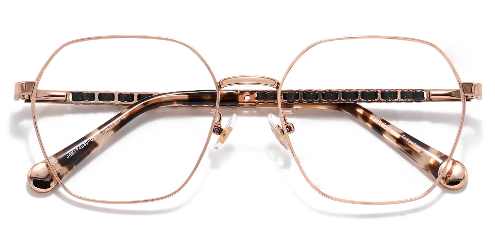 Rose Gold Hexagon Glasses On Face With Tortoise Temples1