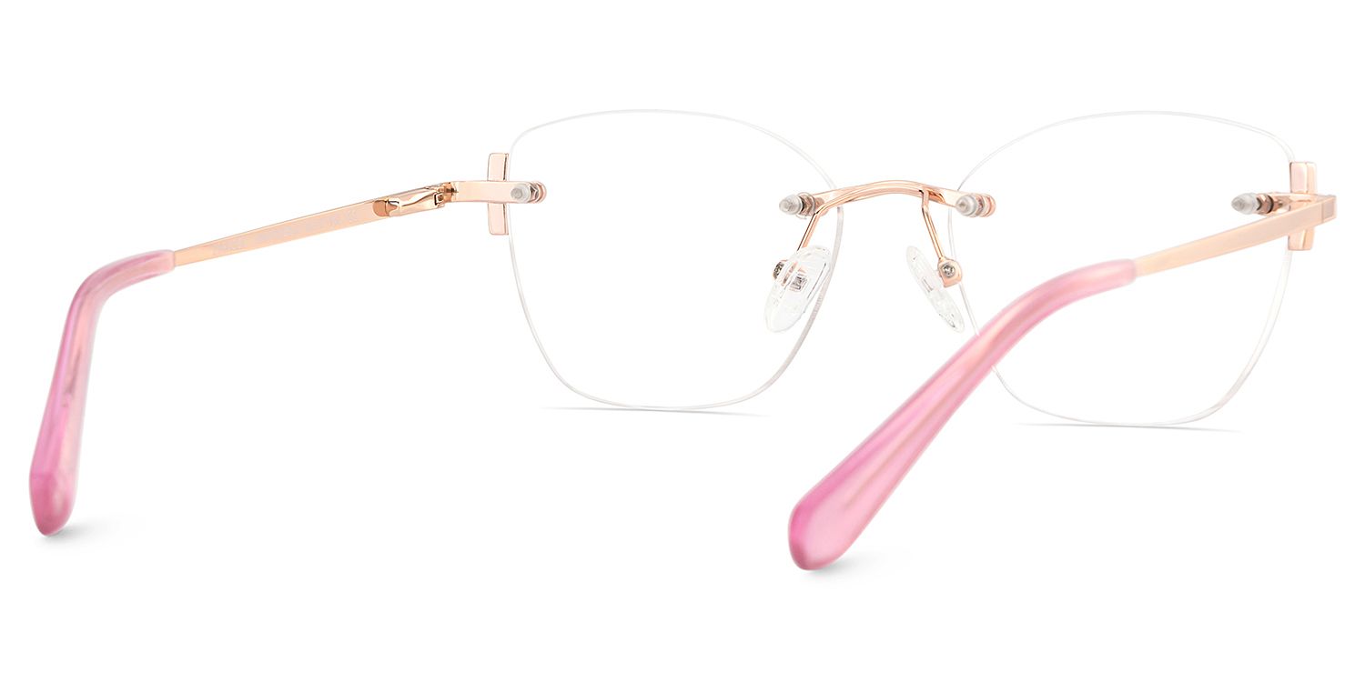 Pink Rectangle Jaxon Eyeglasses with Rimless | Zeelool5