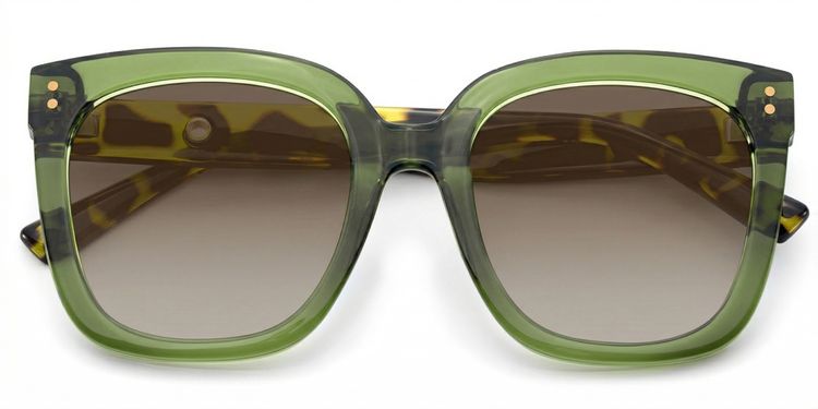 Ebony Green Tortoise Square Sunglasses